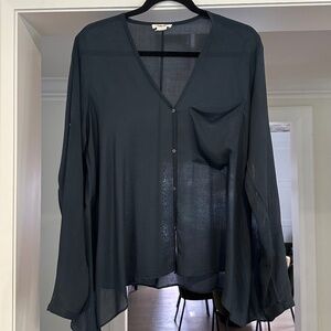 Helmut Lang Sheer Petrol Shirt / Blouse - Size M